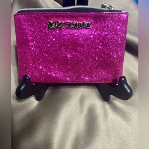 Betsey Johnson Fuchsia Glitter zipper bag
